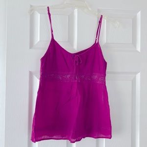 Gap 0 petite magenta / purple skinny strap blouse with empire waste